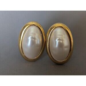 Gold Tone Faux Pearl Swirl Earrings, Vintage Rope Twist Floral Post Jewelry